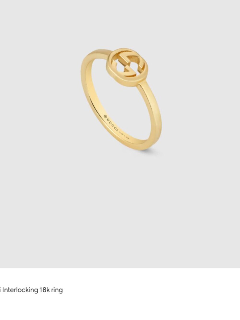 Gucci 18k  Interlocking G Ring - Size 8